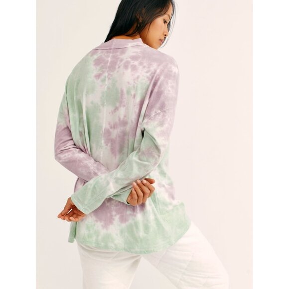 WE THE FREE People Be Free Lavender Tie Dye Cotton Long Sleeve T-Shirt, Size S - Picture 2 of 15